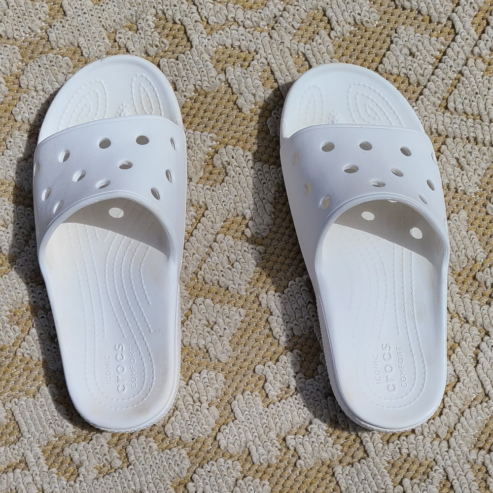 Crocs‎ Classic Slide Sandals womens size 7 White slides summer pool beach - Picture 11 of 11